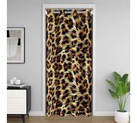 feelingyou Cortina de puerta con estampado de leopardo, guepardo africano, decoración de dormitorio de vida silvestre, cortinas elegantes retro, cortina de puerta de apagón amarillo y negro, 1 panel