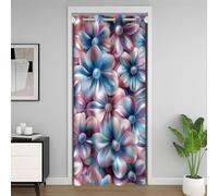 feelingyou Cortina de puerta con flores 3D, 132 x 203 cm, acuarela con margaritas florales, cortinas naturales para niños, perlas, degradado, azul y rosa, cortinas de puerta para separación de
