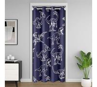 feelingyou Cortina de puerta de bosquejo de dinosaurios,Vida Silvestre Gabinete Puerta Cortinas para Niños,Niños Hombres Azul Marino Privacidad para Separador de Habitaciones 1 Panel, 86 x 203 cm