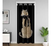 feelingyou Cortina de puerta de guepardo africano, 86 x 203 cm, estampado de leopardo, animales de safari, cortinas para exteriores, color negro