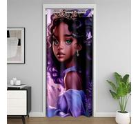 feelingyou Cortina de puerta de niña de moda negra, mariposa de ensueño de lavanda púrpura para la privacidad del dormitorio, hermosa cortina de puerta de dama para Clost, 1 panel 86 x 203 cm