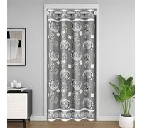 feelingyou Cortina de puerta gris de cachemira, 132 x 203 cm, bohemia, exótica, flores clásicas, cortinas para niñas, flores, espiral, patrón de remolino, cortinas para separación de habitaciones