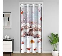 feelingyou Cortina para puerta de erizo de dibujos animados, 132 x 203 cm, nieve blanca, hojas, árboles, paisaje natural, decoración de puerta de puerta, cortinas para niñas, lindas cortinas para
