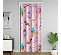 feelingyou Cortina para puerta de helado, 132 x 203 cm, dulce rosquilla, mariposa, flores de ensueño, cortinas de puerta para niños, postre dulce, decoración de estrellas, cortinas de puerta rosadas