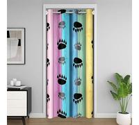 feelingyou Cortina rústica para puerta de granja, 1 panel, 86 x 203 cm, oso de animales salvajes, animales salvajes, con estampado de patas, cortina de puerta para armario al aire libre, rayas de