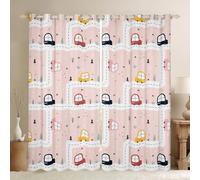 feelingyou Cortinas de ventana de coche de dibujos animados, cortinas de ventana de mapa de la ciudad para decoración de dormitorio, cortina rosa de árbol de campo de 2 paneles para adultos y