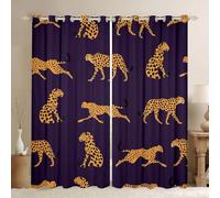 feelingyou Cortinas de ventana de guepardo salvaje para dormitorio, tamaño S, estampado de leopardo, linda sombra de piel de animal, decoración del hogar, vida salvaje africana, cortinas de ventana