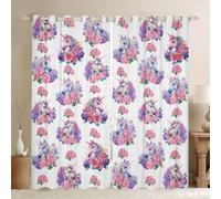 feelingyou Cortinas de ventana de unicornio, tamaño M arco iris unicornios flores sombra decoración del hogar estético soñado cortinas de ventana 2 paneles para niños