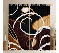 feelingyou Cortinas de ventana en espiral negro marrón blanco remolino cortinas de ventana para hombres círculos moderno estilo simple cortinas para sala de estar 2 paneles tamaño M