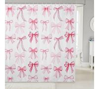feelingyou Cute Bow Knot Kids Cortinas de ducha, Princesa Mariposa Nudo Dreamy Cortina de Baño Cortina de Baño Girly Bow Coquette Estética Decoración del Hogar Cortinas Rosas Impermeables, 12 Ganchos