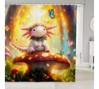feelingyou Dulce axolotl cortina de ducha tamaño S 3D dibujos animados aniamls cortina de baño para niños acuarela selva seta soñadora luz del sol mariposa accesorios de baño con gancho