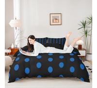 feelingyou Edredón azul oscuro de lunares de tamaño S, decoración de círculos azules negros para niños, funda de edredón estilo francés retro simple con 1 funda de almohada (sin manta), 2 piezas