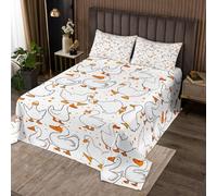 feelingyou Edredón de ganso de dibujos animados para niños y niños,Hermoso pato divertido boceto blanco Coverlet Set Decoración Dormitorio Suave Acolchado,Linda granja Ganado Animal Quilt Set con 1