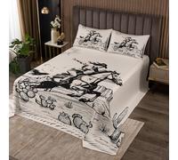feelingyou Edredón de vaquero del suroeste para niños y niños, vaquera occidental, retro, casa de campo, decoración de habitación, funda de edredón con 1 almohada Sham, tamaño S