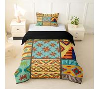 feelingyou Edredón infantil azteca tribu tamaño S Retro Geométrico Karopattenshirt Mantas Cubierta para Dormitorio Abstracto Estilo Étnico Exótico Juego de Ropa de Cama (1 Contenedor de almohada)