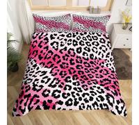 feelingyou Edredón infantil con estampado de leopardo, tamaño L, piel de animal salvaje, patrón de piel, suave poliéster, funda de edredón rosa africana, juego de ropa de cama (2 fundas de almohada)