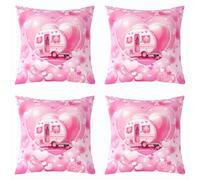 feelingyou Funda de almohada de camping con texto en alemán "Amor rosa Corazón Forma Doble Cara Impresión Suave Funda de Almohada Cuadrada,RV Camper Trailer Glitter Romántica 40 x 40 cm, 4 Pack
