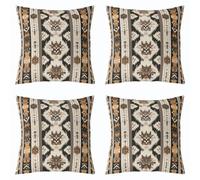 feelingyou Funda de cojín bohemia azteca 50 x 50 cm, diseño geométrico étnico nativo, funda de almohada para adultos, amarillo, beige, gris, estampado, fundas de cojín para sala de estar