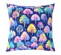 feelingyou Funda de cojín con diseño de árbol colorido, 45 x 45 cm, diseño de plantas silvestres de ensueño, para niños, acuarela, derecha, luz de estrella, brillante, patrón