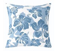 feelingyou Funda de cojín con diseño de flores azules, hojas de palma, plantas tropicales, funda de cojín para niños, hoja botánica, decoración floral, para sala de estar, oficina, 45 x 45 cm