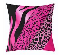 feelingyou Funda de cojín con estampado de leopardo, 55 x 55 cm, diseño de animales salvajes de cebra, funda de cojín para adultos, geométrica rosa y negra