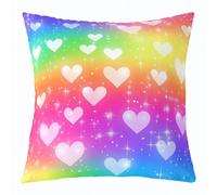 feelingyou Funda de cojín con forma de corazón, tema de amor, galaxia estrellada, funda de almohada para sala de estar, dormitorio, degradado, arco iris, corbata de teñido de color, decoración del