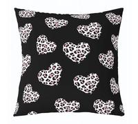 feelingyou Funda de cojín de amor con forma de corazón, 50 x 50 cm, color rosa, blanco y negro, estampado de leopardo para oficina, salón, piel de animal salvaje africana, funda de almohada romántica