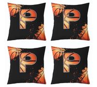 feelingyou Funda de cojín de baloncesto de 45 x 45 cm, diseño chic de moda inicial P lanzamiento, funda de almohada para adolescentes, temática deportiva, moda, fundas de cojín