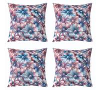 feelingyou Funda de cojín de flores 3D, 50 x 50 cm, acuarela, margarita, floral, natural, funda de almohada para adultos, perlas, degradado, azul y rosa, fundas de almohada para sala de estar