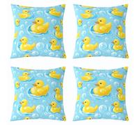 feelingyou Funda de cojín de pato de dibujos animados, 40 x 40 cm, bonita casa de campo, funda de almohada para niños, Kawaii Bubble lindo pato rural cojín de sofá fundas