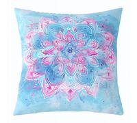 feelingyou Funda de cojín de tiro de flores boho, 60 x 60 cm, coloridas flores abstractas dibujadas a mano, arte barroco, funda de cojín, decoración rural, rosa, azul, funda de cojín para sofá