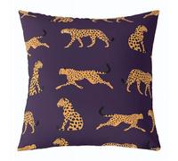 feelingyou Funda de cojín de tiro de guepardo salvaje, 60 x 60 cm, estampado de leopardo, piel de animal, funda de cojín morada africana para sofá