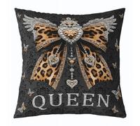 feelingyou Funda de cojín marrón Bowknot lanzar, 60 x 60 cm estampado leopardo arco mariposa funda de cojín brillante diamante encaje Damasco patrón funda de cojín para sofá