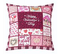 feelingyou Funda de cojín para el día de San Valentín, 60 x 60 cm, romántica, en forma de corazón, joya de amor, funda de cojín geométrica a cuadros para sofá