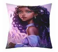 feelingyou Funda de cojín para niña, diseño de mariposa, color morado, lavanda, para niños, hermosa dama y niña, 50 x 50 cm