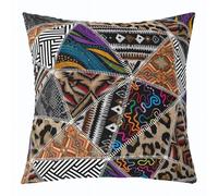 feelingyou Funda de cojín tribal azteca, 55 x 55 cm, estampado de leopardo, exótico, étnico, patchwork, funda de cojín para adultos, rayas abstractas