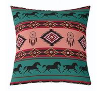 feelingyou Funda de cojín tribal boho, suroeste nativo azteca americano funda de cojín para sofá RV camper suroeste nativo étnico verde rojo para niños y niñas, impresión de doble cara, 60 x 60 cm