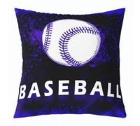 feelingyou Funda para cojín de béisbol para niños, 50 x 50 cm, color azul, pelota deportiva, cubierta para oficina, salón, graffiti, neón, funda negra para sofá, impresión reversible
