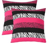 feelingyou Fundas de almohada con estampado de leopardo rosa, estampado de piel de cebra negra y guepardo fundas de almohada para niños y adultos, diseño de rayas de animales salvajes para sillas de