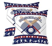 feelingyou Fundas de almohada de doble cara con impresión de béisbol, jugadores de campo de béisbol, fundas de almohada cuadradas suaves de 45 x 45 cm, juegos de pelota, juego de 2 para decoración de