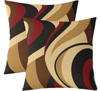 feelingyou Fundas de almohada de tiro en espiral marrón rojizo simples círculos decoración fundas de almohada para dormitorio moderno simple rayas abstractas remolino fundas de almohada para niños