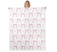 feelingyou Girly bowknot niños lanza manta, acuarela rosa arco princesa estilo sherpa manta para niñas adolescentes, pajarita amor corazón forma impresión poliéster decoración manta de forro polar