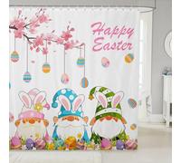 feelingyou Hermosa cortina de ducha GNOME tamaño M huevos flores feliz Pascua cortina de baño para niños Floral primavera dibujos animados baño accesorios con gancho