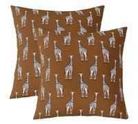 feelingyou Hermosa jirafa lanzar fundas de almohada conjunto de 2,50 x 50 cm animales salvajes africanos abstracta funda de cojín acuarela impresión marrón funda de cojín para sofá