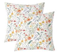 feelingyou Hermosas flores lanzar fundas de almohada Juego de 2,45 x 45 cm Coloridas hojas verdes flores impresas funda de cojín para niños Simple hermoso clásico patrón de plantas cubierta de