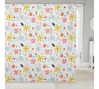 feelingyou Hermosas Flores Niños Cortinas de Ducha, Dibujos Animados Lindo Floral Botánico Bathroom Cortina, Hojas de Planta Kawaii Decoración del hogar, Cortinas impermeables de colores blancos, 12