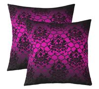 feelingyou Honeycomb Hexagon Doble Cara Impresión Fundas de Cojines,Negro Damasco Encaje Floral Rosa Cuadrado 45x45cm Fundas de Cojines,Boho Victoriano Barroco para Habitaciones,Juego de 2