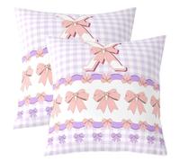 feelingyou Inicial X doble cara impresión fundas de almohada, hermosa corbata púrpura suave cuadrado 45 x 45 cm fundas de almohada, lazo rosa estilo princesa juego de 2 para decoración de habitación