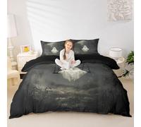 feelingyou Juego de edredón con estampado fantasma, tamaño M, estilo gótico, temática de Halloween, cubierta reversible con 1 funda de almohada, color gris acuarela natural, juego de ropa de cama