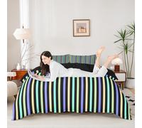 feelingyou Juego de ropa de cama a rayas coloridas tamaño S 2 piezas,Líneas modernas edredón para niños,Cubierta de edredón decorativa de rayas simples con 1 funda de almohada,Sin manta